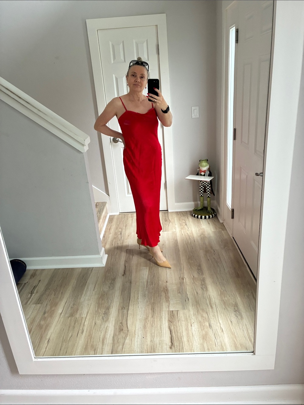 Anthropologie Red Slip Midi Dress